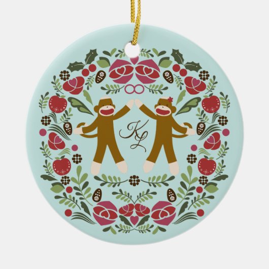 Sock Monkey Joy Ornament (Vorne)