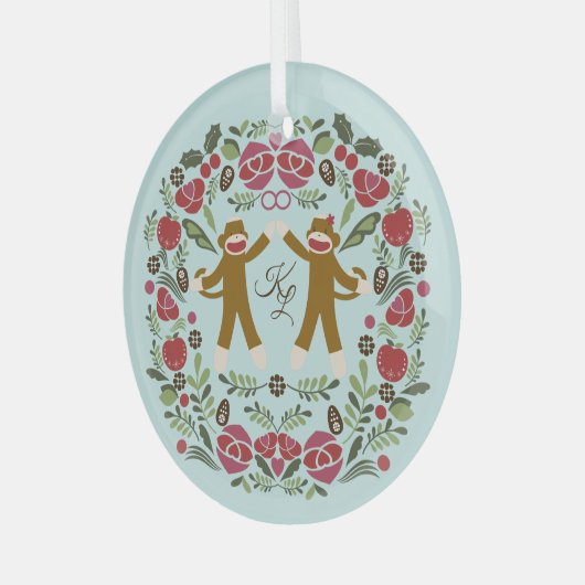 Sock Monkey Joy Ornament (Vorderseite links)