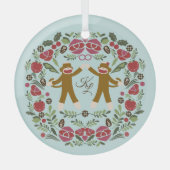 Sock Monkey Joy Ornament Aus Glas (Vorderseite)