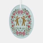 Sock Monkey Joy Ornament Aus Glas (Vorderseite links)