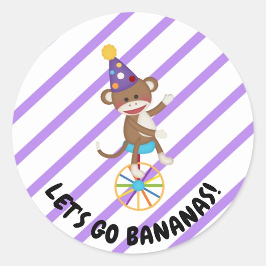 Sock Monkey Juggling Balls Pink Strip Sticker (Vorderseite)