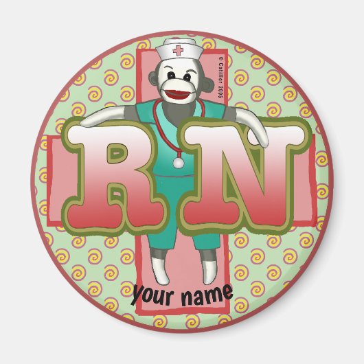Sock Monkey Krankenpflegerin Magnet (Vorne)