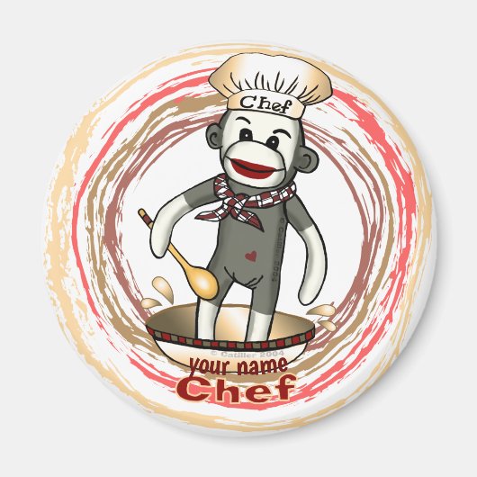 Sock Monkey Küchenchef-Magnet Magnet (Vorne)