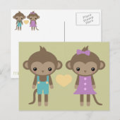 Sock Monkey-Liebe Postkarte (Vorne/Hinten)