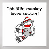 Sock Monkey Lieben Fußball T Shirts und Geschenke Poster (Vorne)