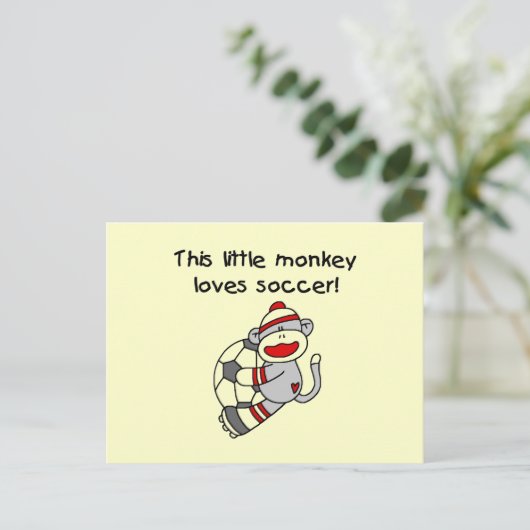 Sock Monkey Lieben Fußball T Shirts und Geschenke Postkarte (Stehend Vorderseite)
