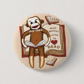Sock Monkey liest Pin-Button Button (Vorderseite)