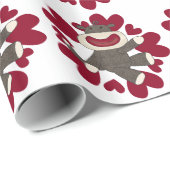 Sock Monkey Love Valentine Gift Wrap Paper Geschenkpapier (Rolleneckpunkt)