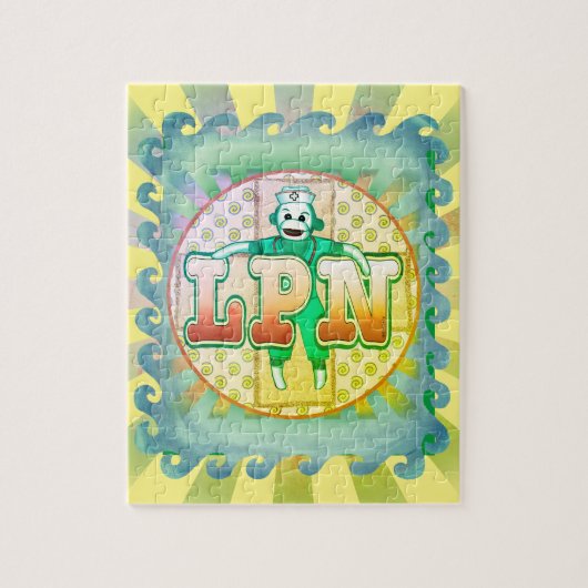 Sock Monkey LPN Nurse Puzzle (Vertikal)