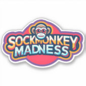 Sock Monkey Madness Lila Aufkleber (Vorderseite)