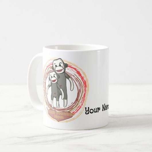 Sock Monkey-Mama Kaffeetasse (Vorderseite Links)