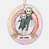 Sock Monkey-Mama Keramik Ornament (Links)