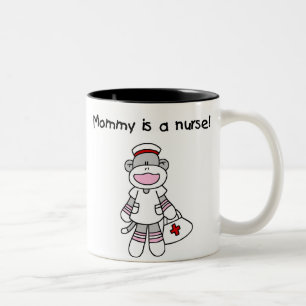 Sock Monkey Mama Krankenpflegerin T-Shirts und Ges Zweifarbige Tasse
