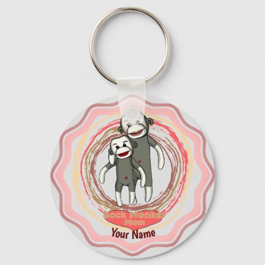 Sock Monkey-Mama Schlüsselanhänger (Vorderseite)