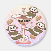 Sock Monkey Martini Magnet (Vorne)