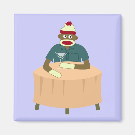 Sock Monkey Martini Nightclub Magnet (Vorne)