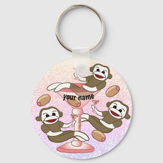 Sock Monkey Martini Schlüsselanhänger (Vorderseite)