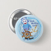 Sock Monkey Matrose Button (Vorne & Hinten)