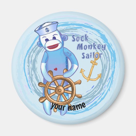 Sock Monkey Matrose Magnet (Vorne)