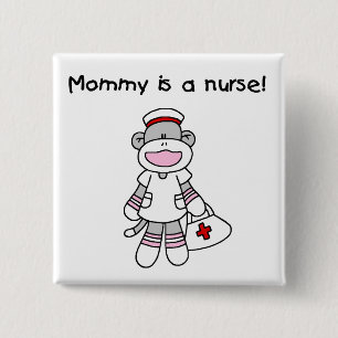 Sock Monkey Mommy Nurse T - Shirt und Geschenke Button