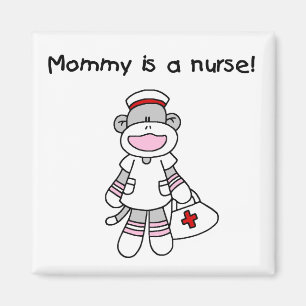 Sock Monkey Mommy Nurse T - Shirt und Geschenke Magnet