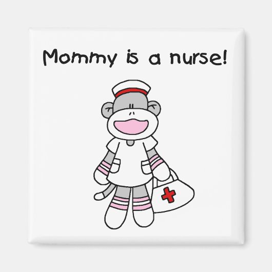 Sock Monkey Mommy Nurse T - Shirt und Geschenke Magnet (Vorne)