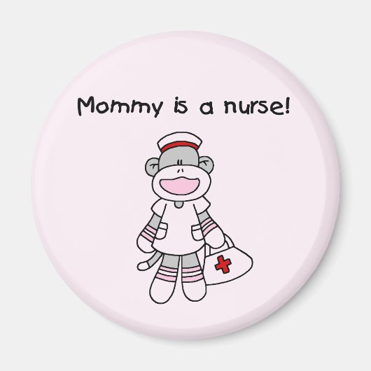 Sock Monkey Mommy Nurse T - Shirt und Geschenke Magnet (Vorne)