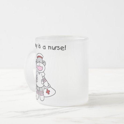 Sock Monkey Mommy Nurse T - Shirt und Geschenke Mattglastasse (Vorderseite Links)