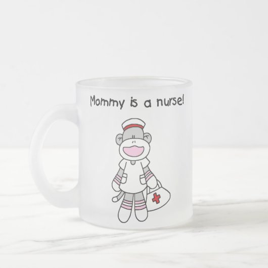 Sock Monkey Mommy Nurse T - Shirt und Geschenke Mattglastasse (Links)