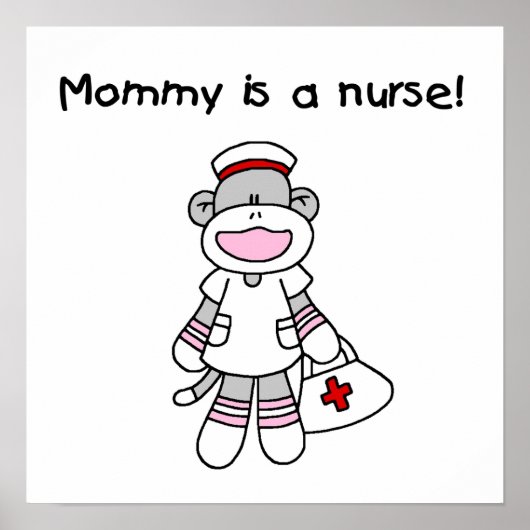 Sock Monkey Mommy Nurse T - Shirt und Geschenke Poster (Vorne)