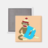 Sock Monkey Monogram Boy D Magnet (Vorderseite/Rückseite)