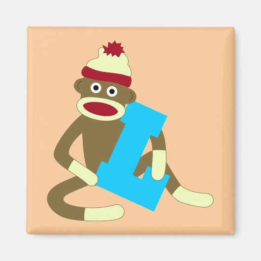 Sock Monkey Monogram Boy L Magnet (Vorne)