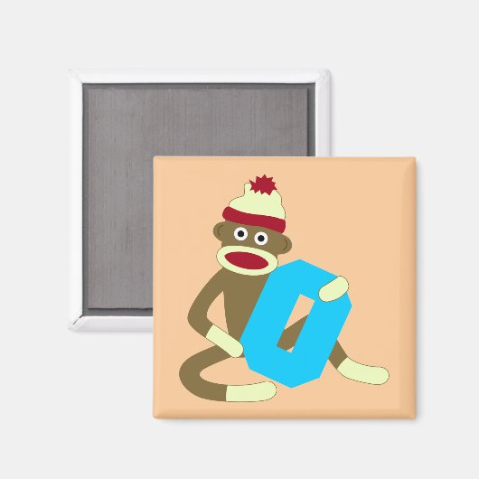 Sock Monkey Monogram Boy O Magnet (Vorderseite/Rückseite)
