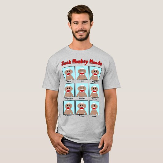 Sock Monkey Moods farbig T-Shirt (Vorne ganz)