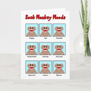 Sock Monkey Moods Grußkarte Karte