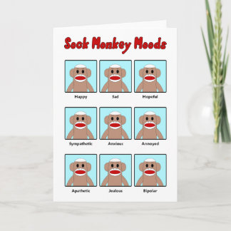 Sock Monkey Moods Grußkarte Karte