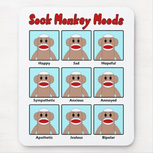 Sock Monkey Moods Mousepad (Vorne)