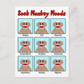 Sock Monkey Moods Postcard Postkarte (Vorderseite)
