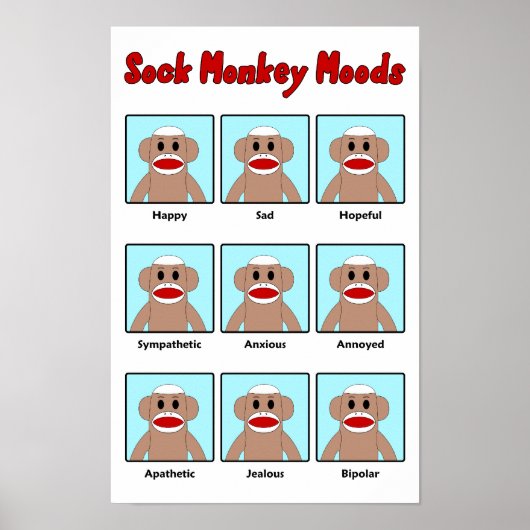 Sock Monkey Moods Poster (Vorne)