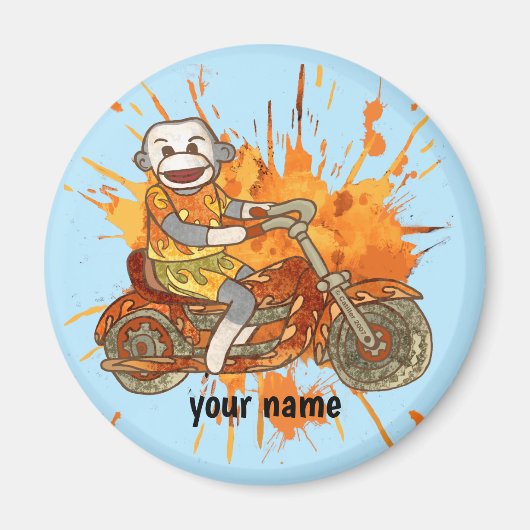 Sock Monkey Motorrad Biker Magnet (Vorne)
