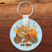 Sock Monkey Motorrad Schlüsselanhänger (Vorderseite)