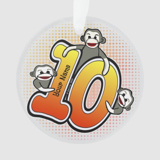 Sock Monkey Nummer 10 Ornament (Vorderseite)