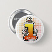 Sock Monkey Nummer 1  Button (Vorne & Hinten)