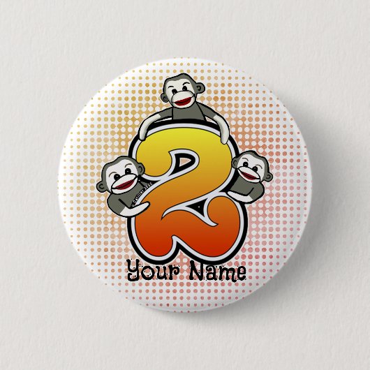 Sock Monkey Nummer 2 Button (Vorderseite)