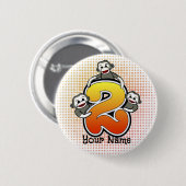 Sock Monkey Nummer 2 Button (Vorne & Hinten)