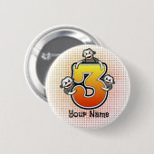Sock Monkey Nummer 3 Button (Vorne & Hinten)