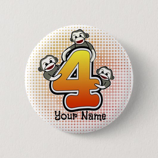 Sock Monkey Nummer 4 Button (Vorderseite)