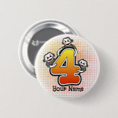 Sock Monkey Nummer 4 Button (Vorne & Hinten)