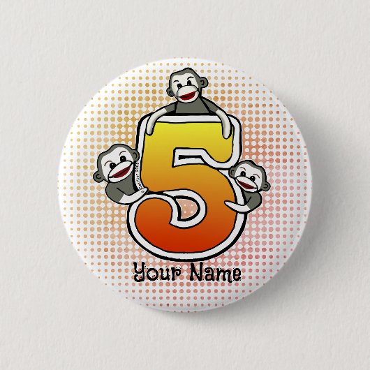 Sock Monkey Nummer 5 Button (Vorderseite)