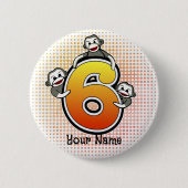 Sock Monkey Nummer 6 Button (Vorderseite)